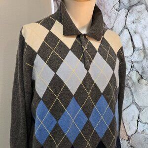 🔥 Grant Taylor Men’s Cashmere Argyle Sweater – Golf-Ready Elegance | MINT!